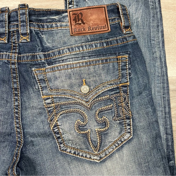 Rock Revival Faded Albus Straight Size 38 Jeans with Embroidered Pockets - Picture 2 of 15